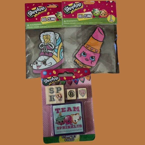 NIP Shopkins Stamps & 2 Gel Clings - Picture 1 of 2